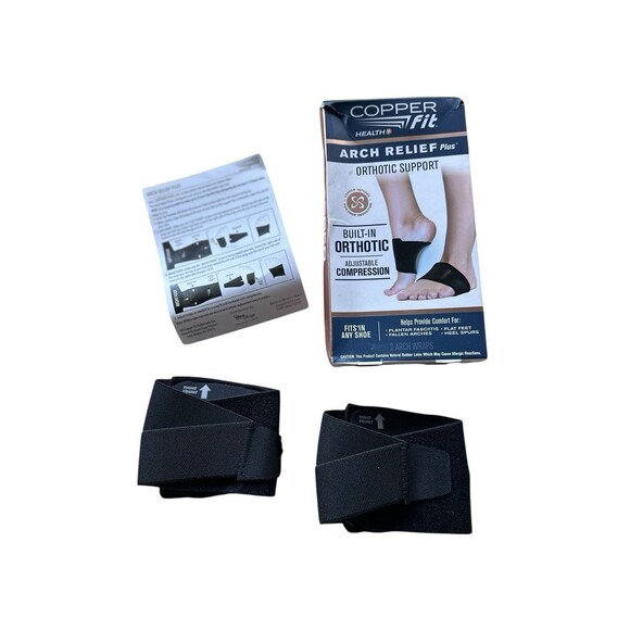 Copper Fit Health Arch Relief Plus Orthotic Support  Set of 2 Arch Wraps Black - Picture 1 of 4